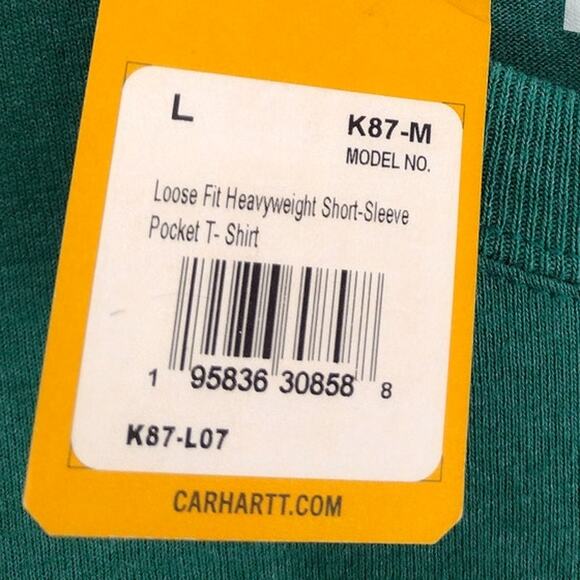 Carhartt NEW Green Loose-Fit Heavyweight Short-Slv Pocket TShirt Tee Men's Large - Picture 5 of 7